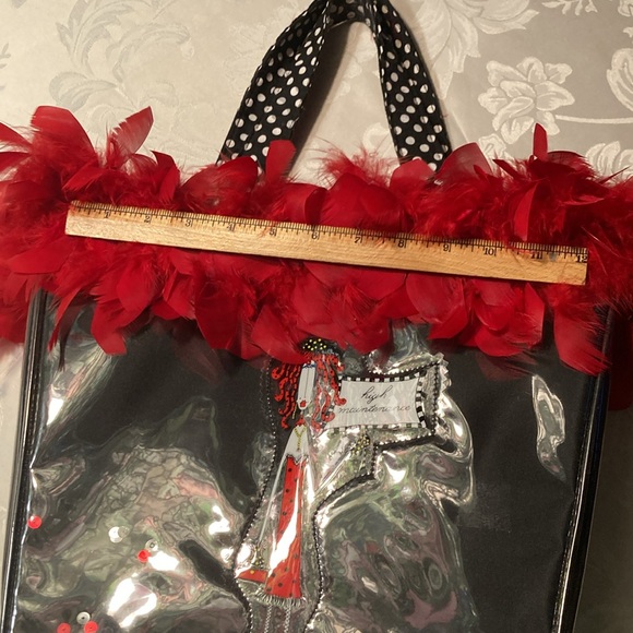 Vtg. Blk purse w/red accents, lady carries “high maintenance” sign. $29 - Picture 5 of 9